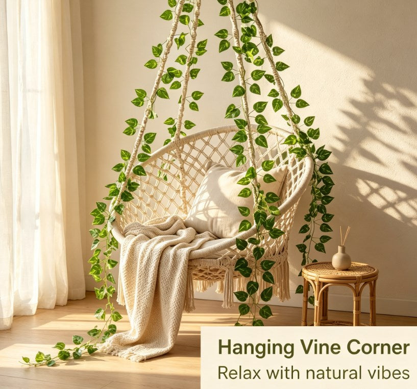 12-Piece Extra-Long Artificial Ivy Wall Hanging, 82.6-Inch Realistic Fake Vines for Indoor and Outdoor Garden and Wedding Decor