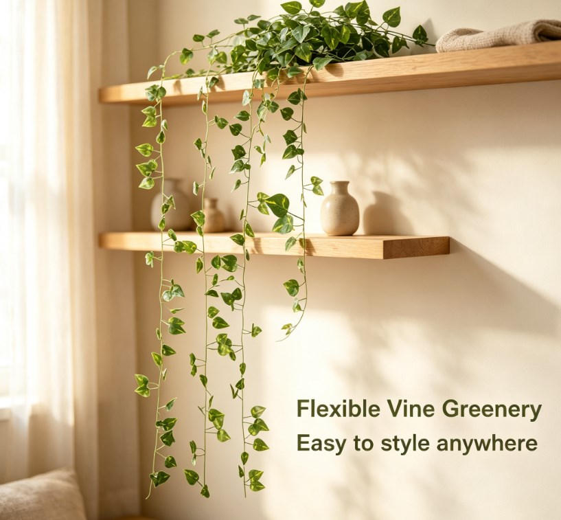 12-Piece Extra-Long Artificial Ivy Wall Hanging, 82.6-Inch Realistic Fake Vines for Indoor and Outdoor Garden and Wedding Decor