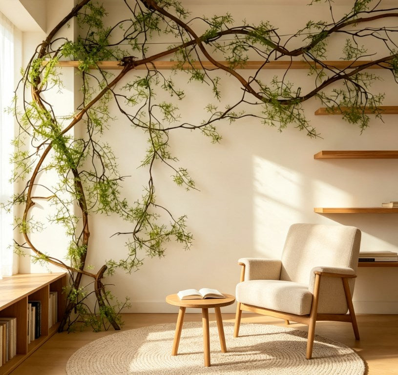 57-Inch Artificial Vines Branches, Faux Greenery Twigs with Leaves for Decorative Wall-Mounted Home and Wedding Display
