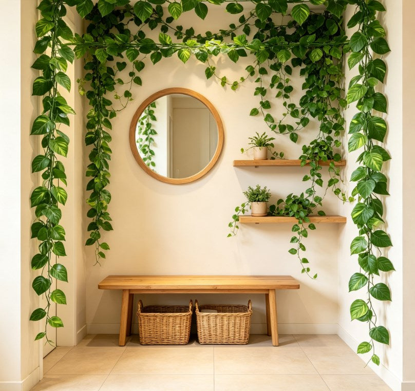 Realistic Artificial Green Ivy Leaf Wall Hanging, Faux Greenery for Indoor and Outdoor Garden, Wedding, and Home Decor