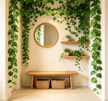 Realistic Artificial Green Ivy Leaf Wall Hanging, Faux Greenery for Indoor and Outdoor Garden, Wedding, and Home Decor